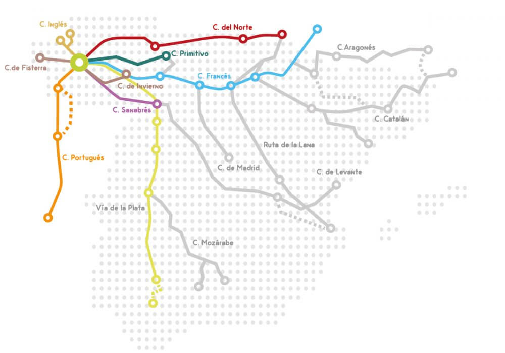 Mappa del Cammino di Santiago