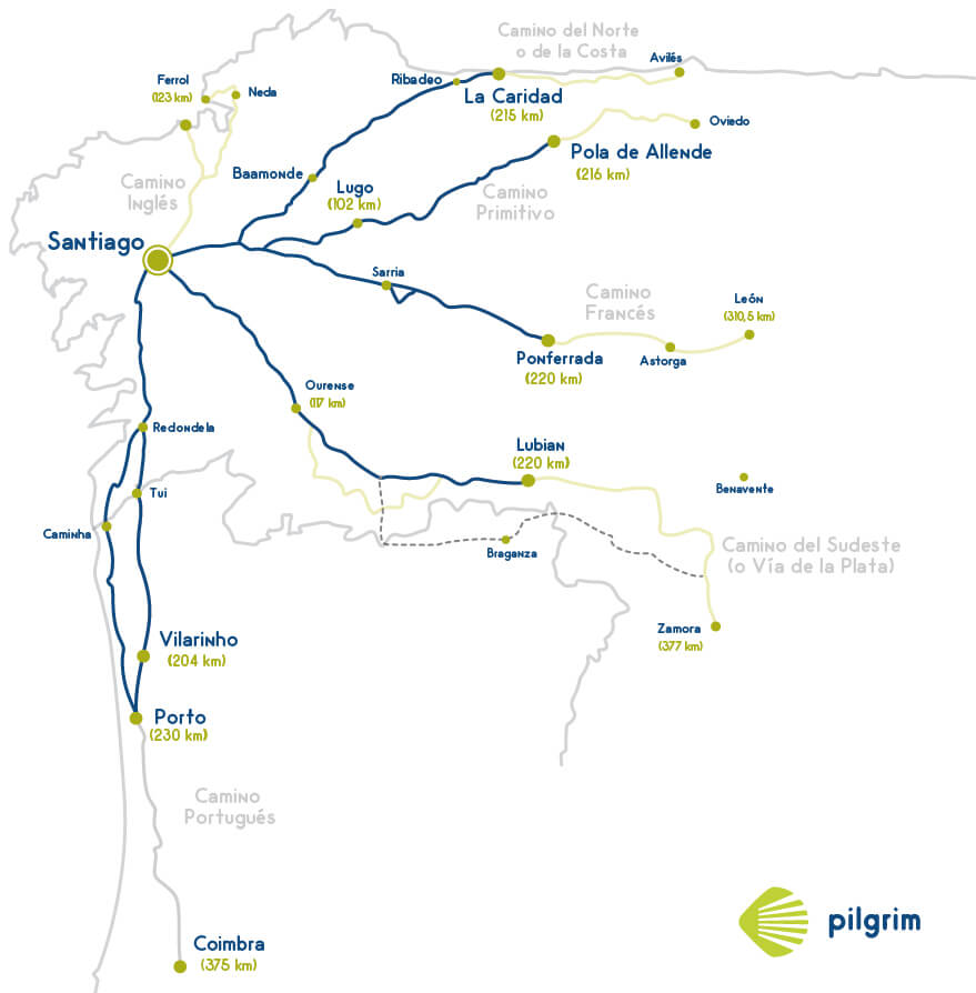 Mapa Últimos 200 Km Camino de Santiago